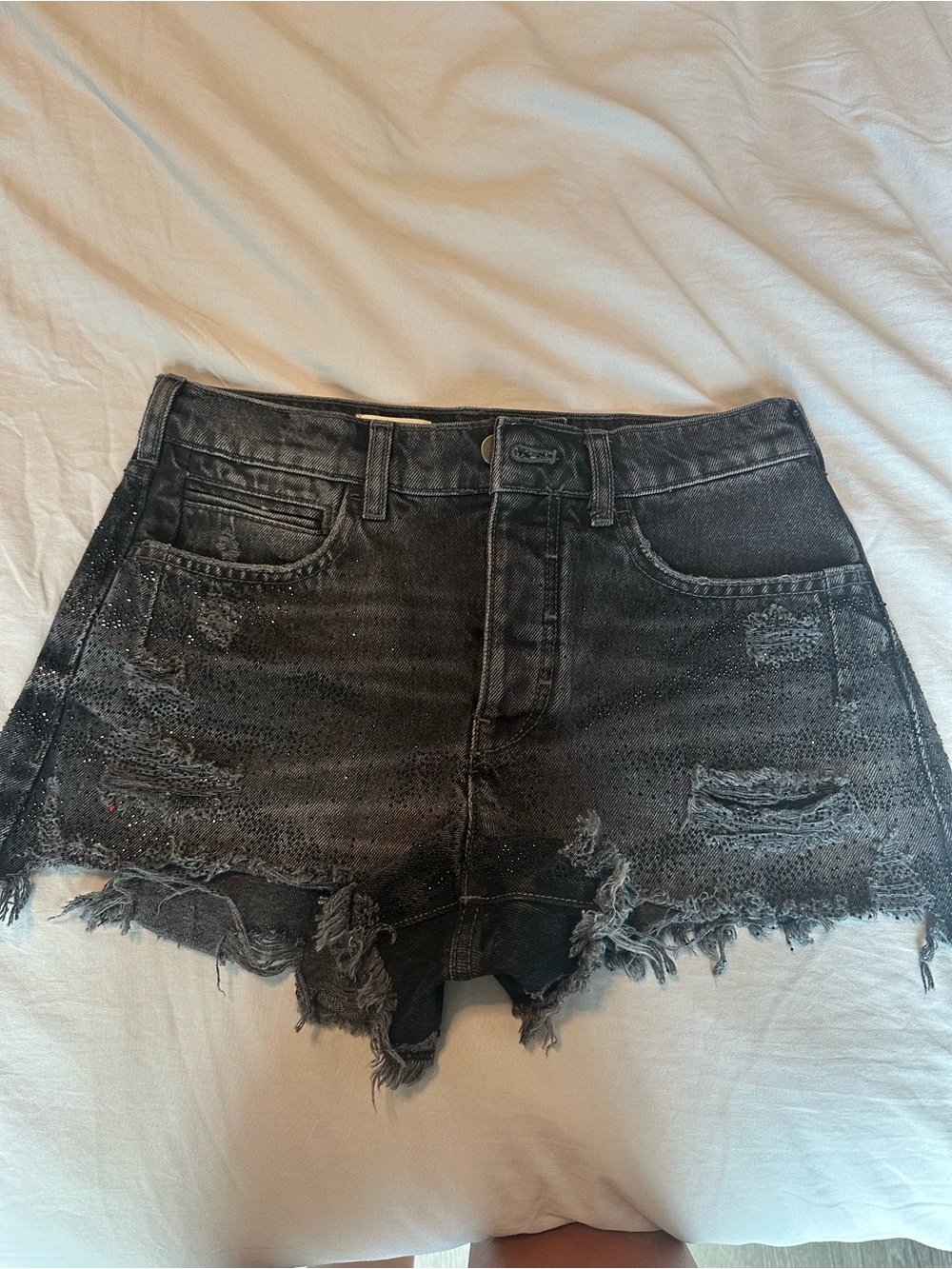 Pilcro Black Distressed Denim Cutoff Shorts